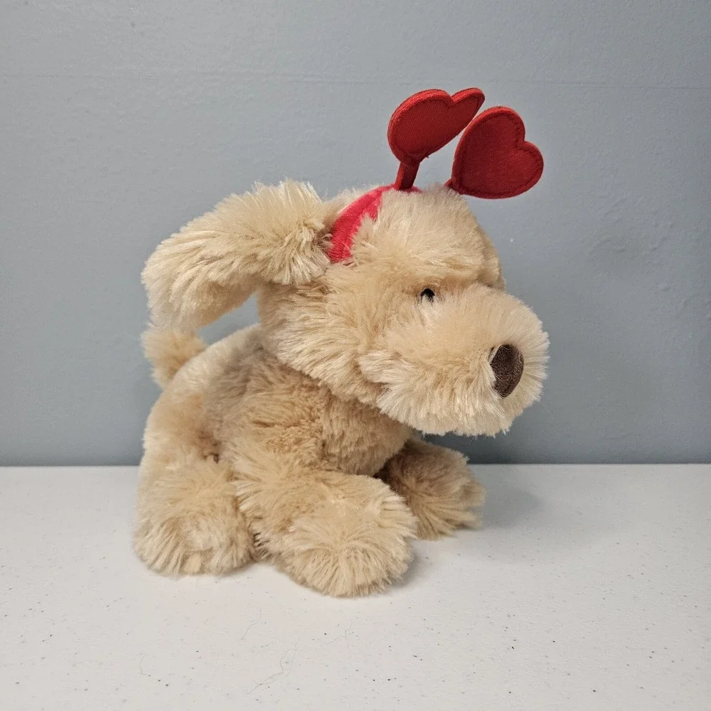 Gund Puppy Dog Heart Plush Tan Valentine's Day Headband Stuffed Toy 9